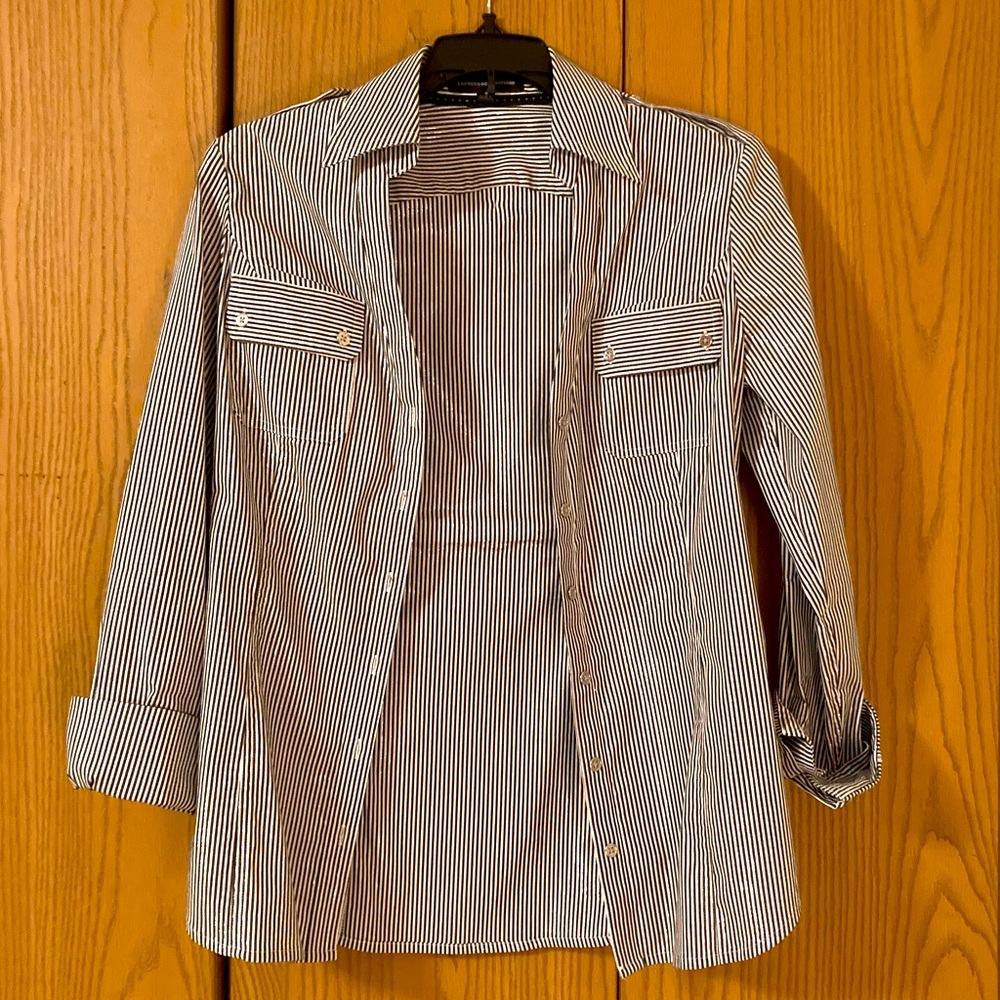 NWOT Express striped metallic-detail button-down